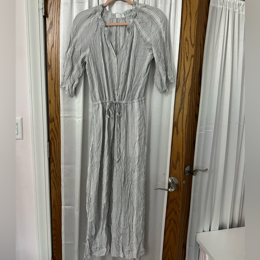 tie waist button up midi dress